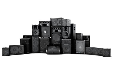 Large group of speakers in a row