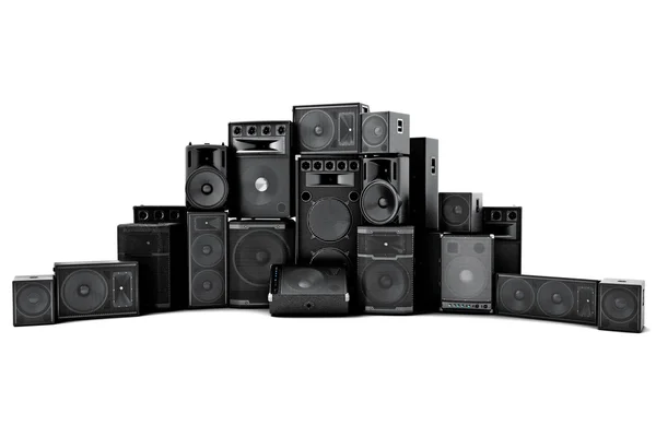 Large group of speakers in a row — Stock Photo, Image