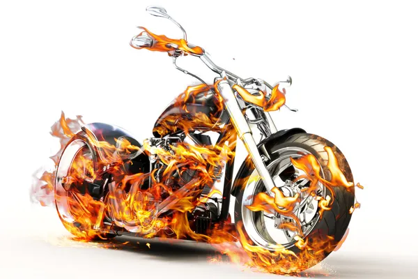 Hot burning bike with flames — Stock Photo, Image