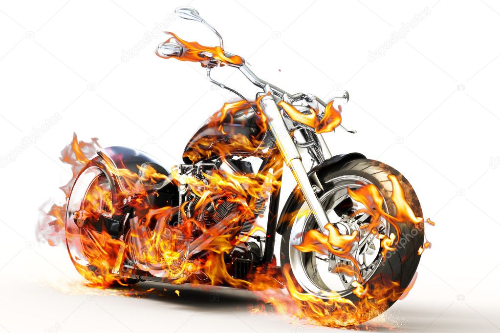Hot burning bike with flames