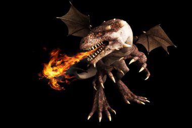 Yangın nefes dragon siyah zemin.