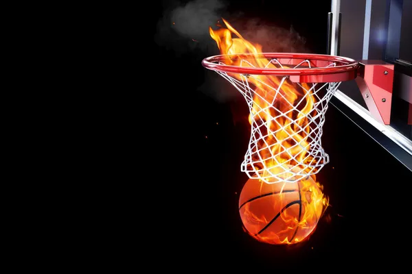 Flaming basketbal — Stockfoto