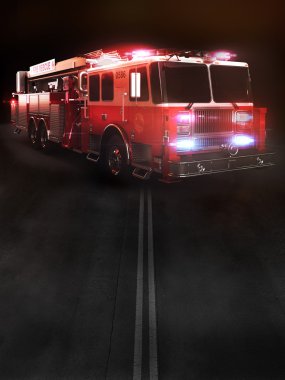 Fire truck on scene with lights. clipart