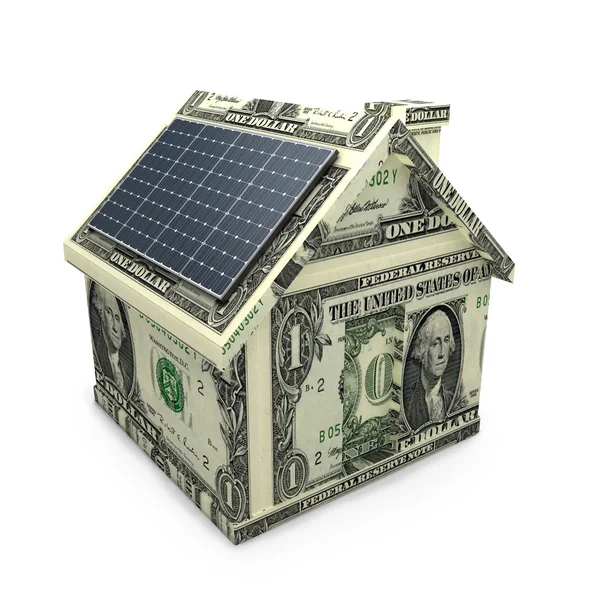 Solar power panels on a dollar house. — Stock Photo, Image