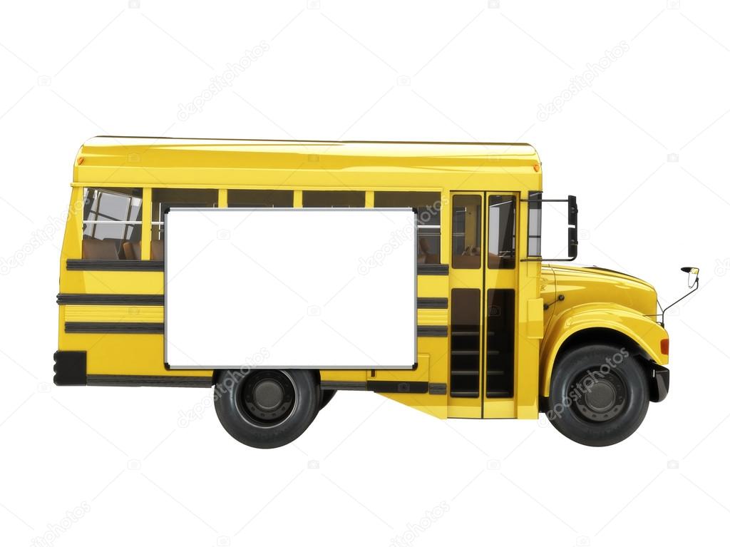 Short bus with advertisement