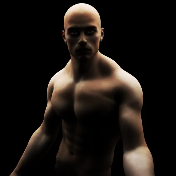 Umięśniony zdrowy model mężczyzna z oświetlenia studio na czarnym tle. — Zdjęcie stockowe