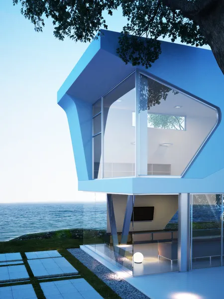 Moderne Architektur am Meer mit Meerblick. — Stockfoto