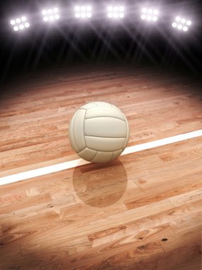 3D render bir voleybol sahası ile stadyum aydınlatma