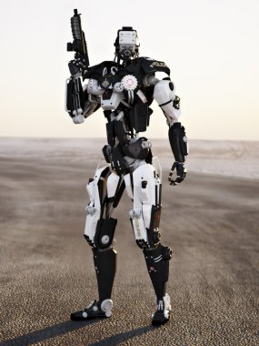 Robot futuristik polis zırhlı savaş robotu
