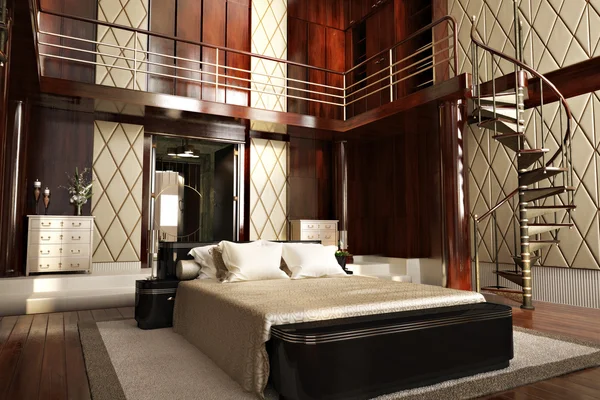 Розкішний інтер'єр елегантної спальні — стокове фото