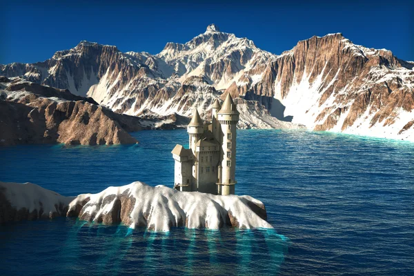 Castillo medieval en el centro de un lago — Foto de Stock