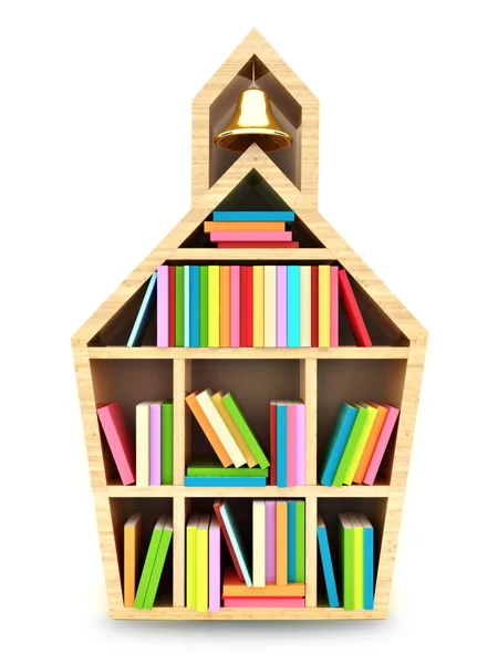 Casa scuola con libri colorati . — Foto Stock