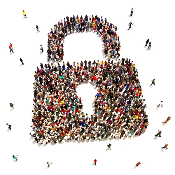 Large group of people that are seeking security protection — Stock Photo, Image