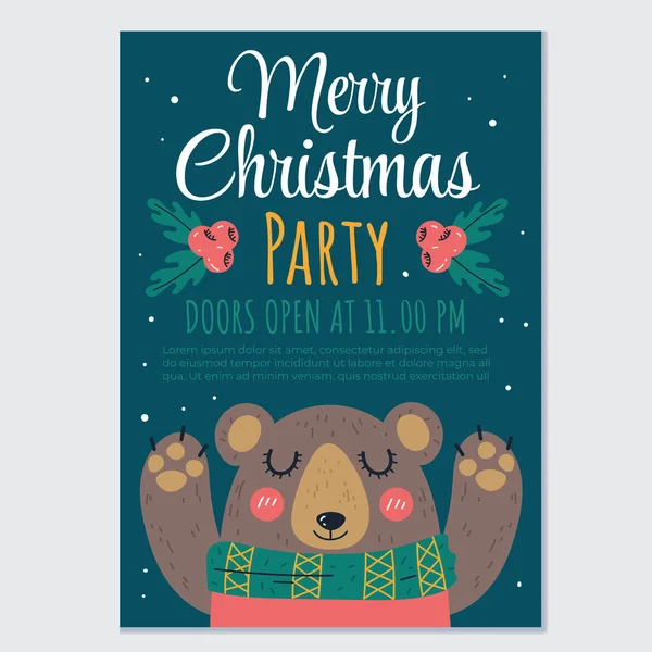 Feliz Natal Feliz Ano Novo Festa Saudação Floresta Animal Urso Ilustrações De Stock Royalty-Free