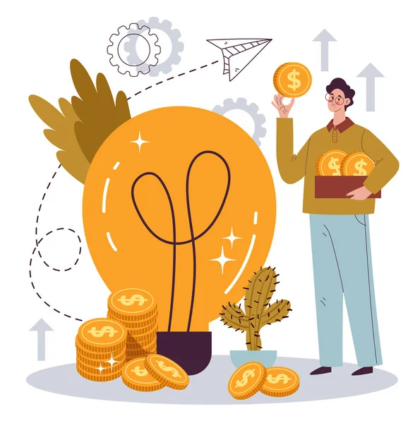 Фінансова Грошова Ідея Інвестиційної Концепції Векторна Плоска Ілюстрація Дизайну Мультфільму Векторна Графіка