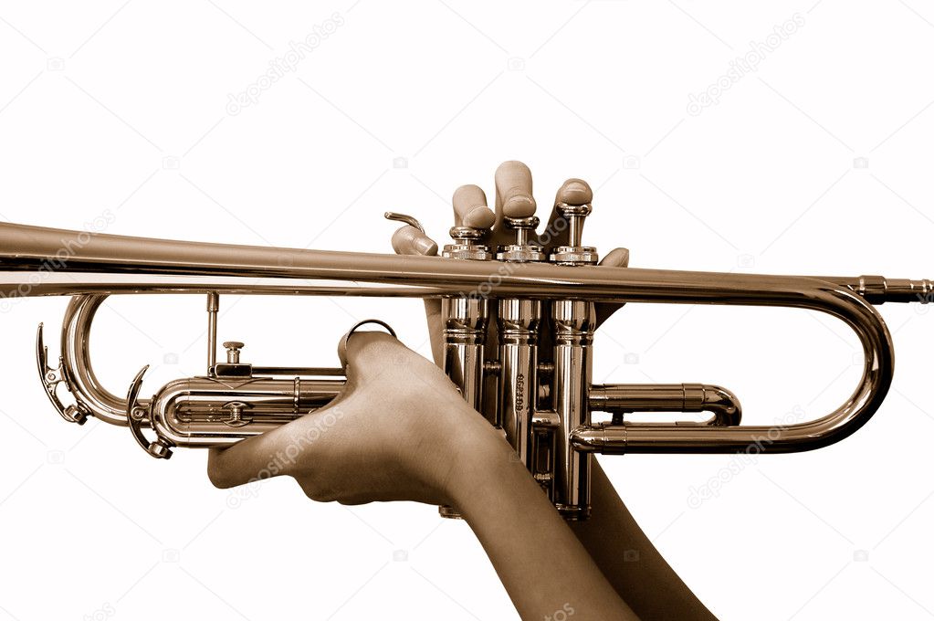 Playing the trumpet