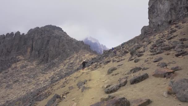 Toppen av Iztaccihuatl vulkan, gul dal på en förgrund — Stockvideo