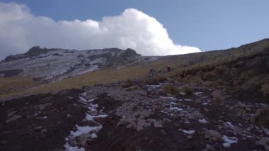 Malinche volkanı, ormanın tepesinden panoramik manzara