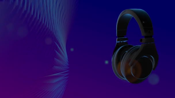 3d Abstract Headphones and waveform — Stock Video