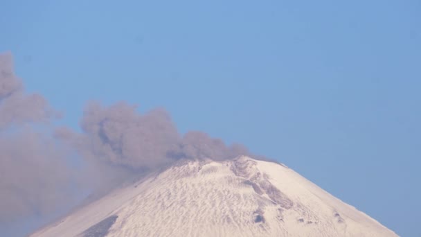 Snowy crater of popocatepetl volcano — Vídeos de Stock