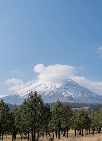 Snow Capped Popocatepetl Volcano Puebla — Stock Photo, Image
