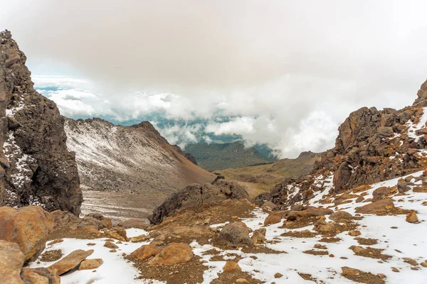 Snowy Mountain Sleeping Volcano Iztaccihuatl Blue Clear Sky — Stockfoto