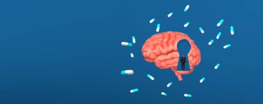 Clever drugs of the age of technology with brain concept