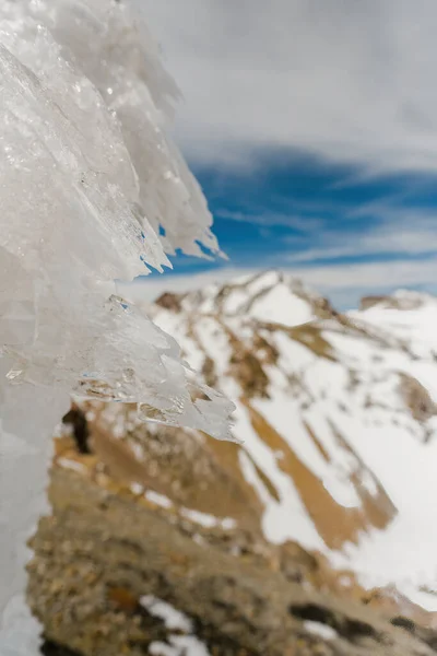 selective focus of ice on the mountain