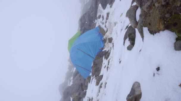 Green Blue Tent Top Snowy Mountain Mexico — 图库视频影像