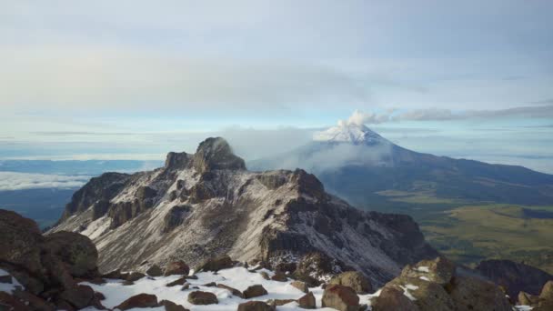 View Panoramic Popocatepetl Volcano Puebla Mexico — ストック動画