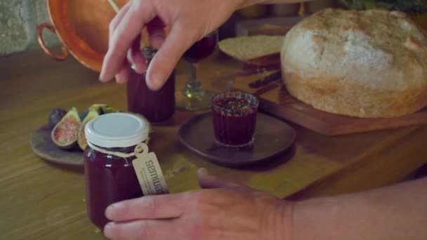 Fig Jam Hands Women Close — Stockvideo