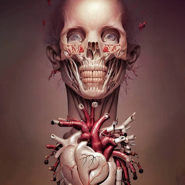 heart painting, 3d illustration, conceptual artwork