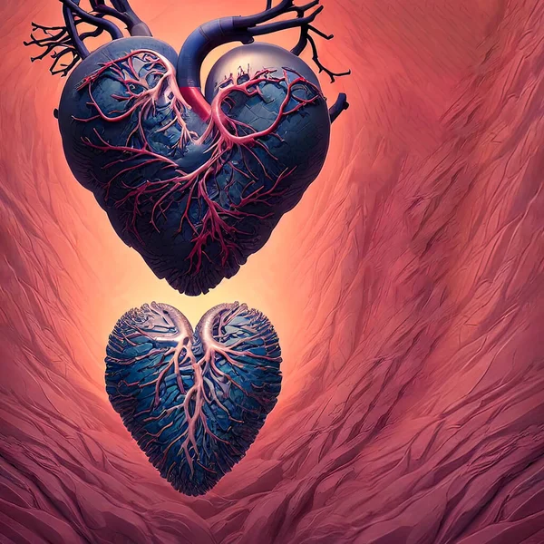 heart painting, 3d illustration, conceptual artwork