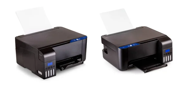 Moderna impresora doméstica compacta de color aislada sobre fondo blanco —  Fotos de Stock