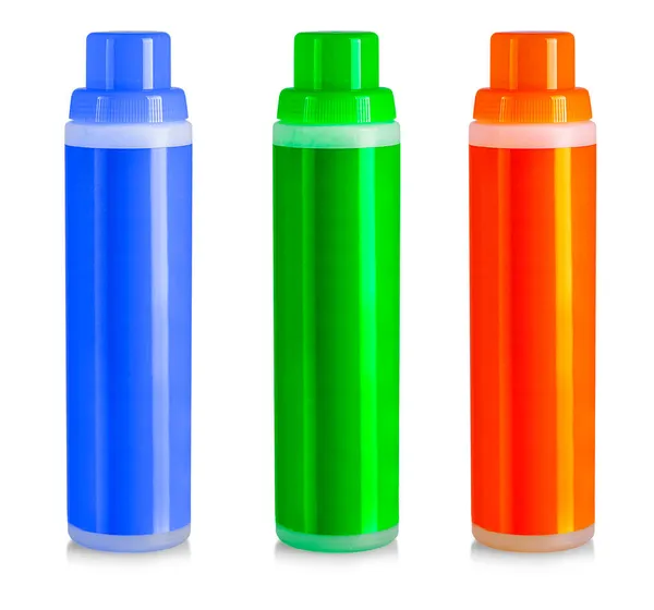 Botella de metal de color con tapa cerrada química para el hogar —  Fotos de Stock
