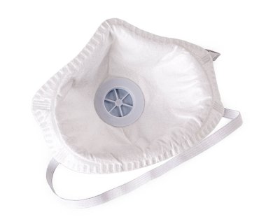 İzole edilmiş beyaz arkaplanda koruyucu maskeyi kapat.