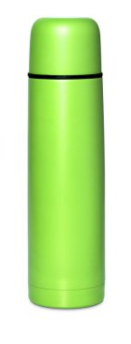 yeşil seyahat termosu beyaz üzerine izole sıcak içecekler için