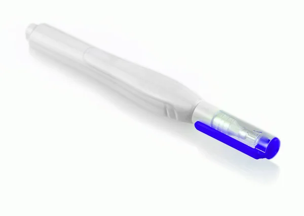 Azul caneta corretor isolado no fundo branco — Fotografia de Stock