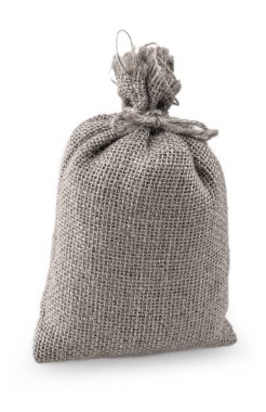 Beyaz arka plan üzerinde izole çuval bezi çanta