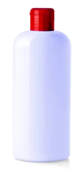 백 색색 배경으로 분리 된 빈 플라스틱 병 — 스톡 사진