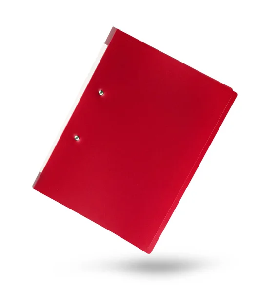 Escritório pasta vermelha para encadernação com sombra isolada no fundo branco. — Fotografia de Stock