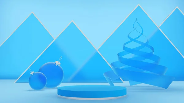 Weihnachten Neujahr Rendern Blaue Tapete — Stockfoto