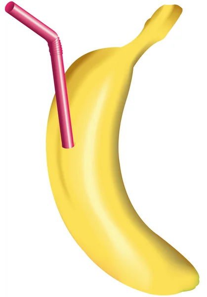 Banán se slámou — Stock fotografie