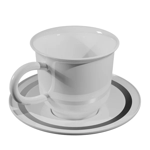 Rendering Tazza Caffè Ceramica Con Linea Grafica Sfondo Isolato — Foto Stock