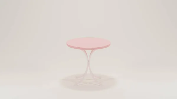 Mesa Redonda Pastel Moderna Minimalista Con Sillas Maqueta Concepto Diseño —  Fotos de Stock
