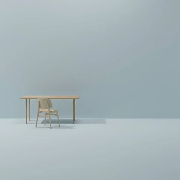 modern minimal table set with chairs. mock up minimal interior design concept with copy space 3d rendering 3d illustration.