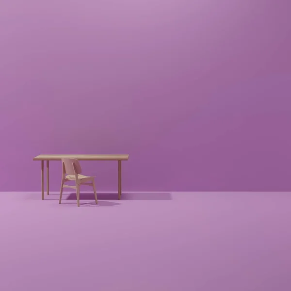 modern minimal table set with chairs. mock up minimal interior design concept with copy space 3d rendering 3d illustration.