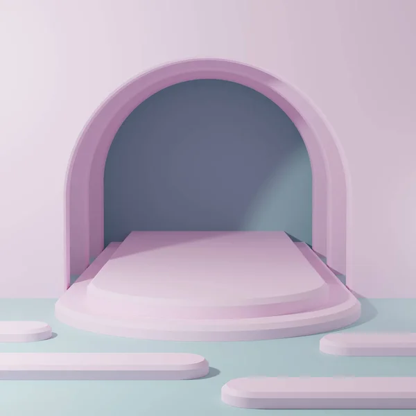 Escena Maqueta Color Pastel Con Forma Geometría Del Podio Para —  Fotos de Stock