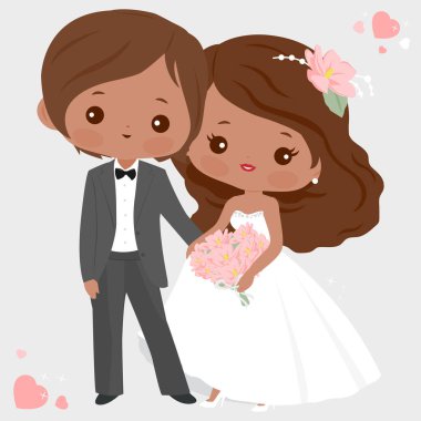Gelin ve damat. Vektör illüstrasyonu