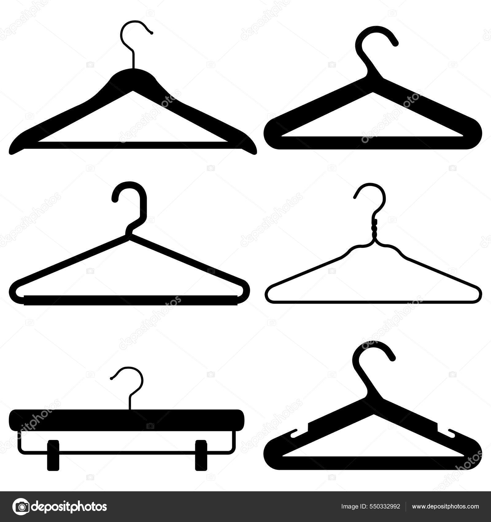 Clothes Hanger Silhouette Collection Stock Illustration - Download